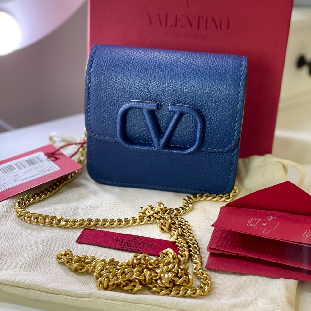 Valentino Garavani Blue Mini Bag with Gold Chain